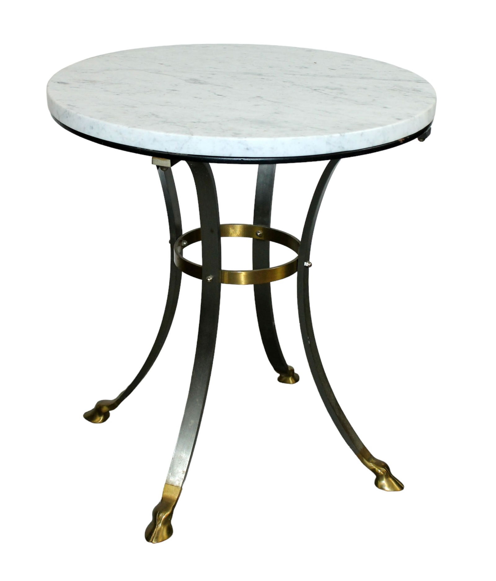 French Maison Jansen style stainless steel and marble gueridon table (1 of 8)