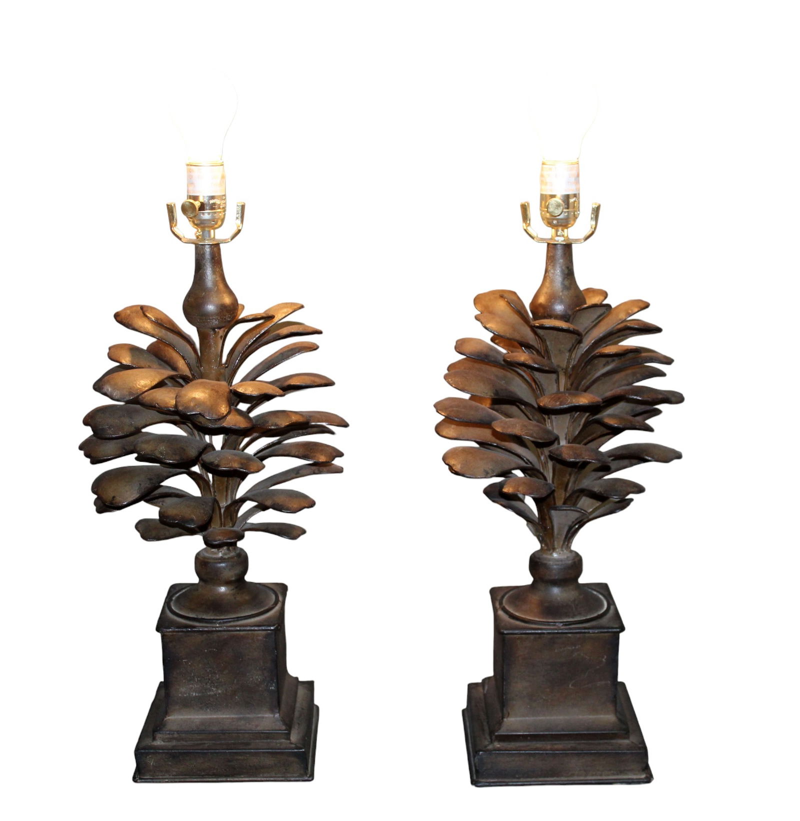 Pair of iron pinecone table lamps (1 of 10)