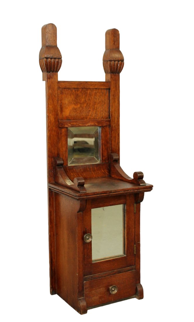 American apothecary medicine cabinet in oak with mirror (1 of 6)