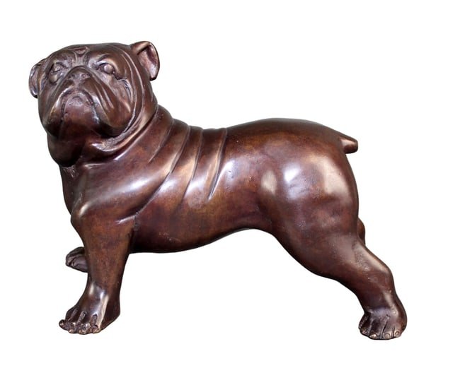 Small bronze statue of bulldog. (1 of 8)