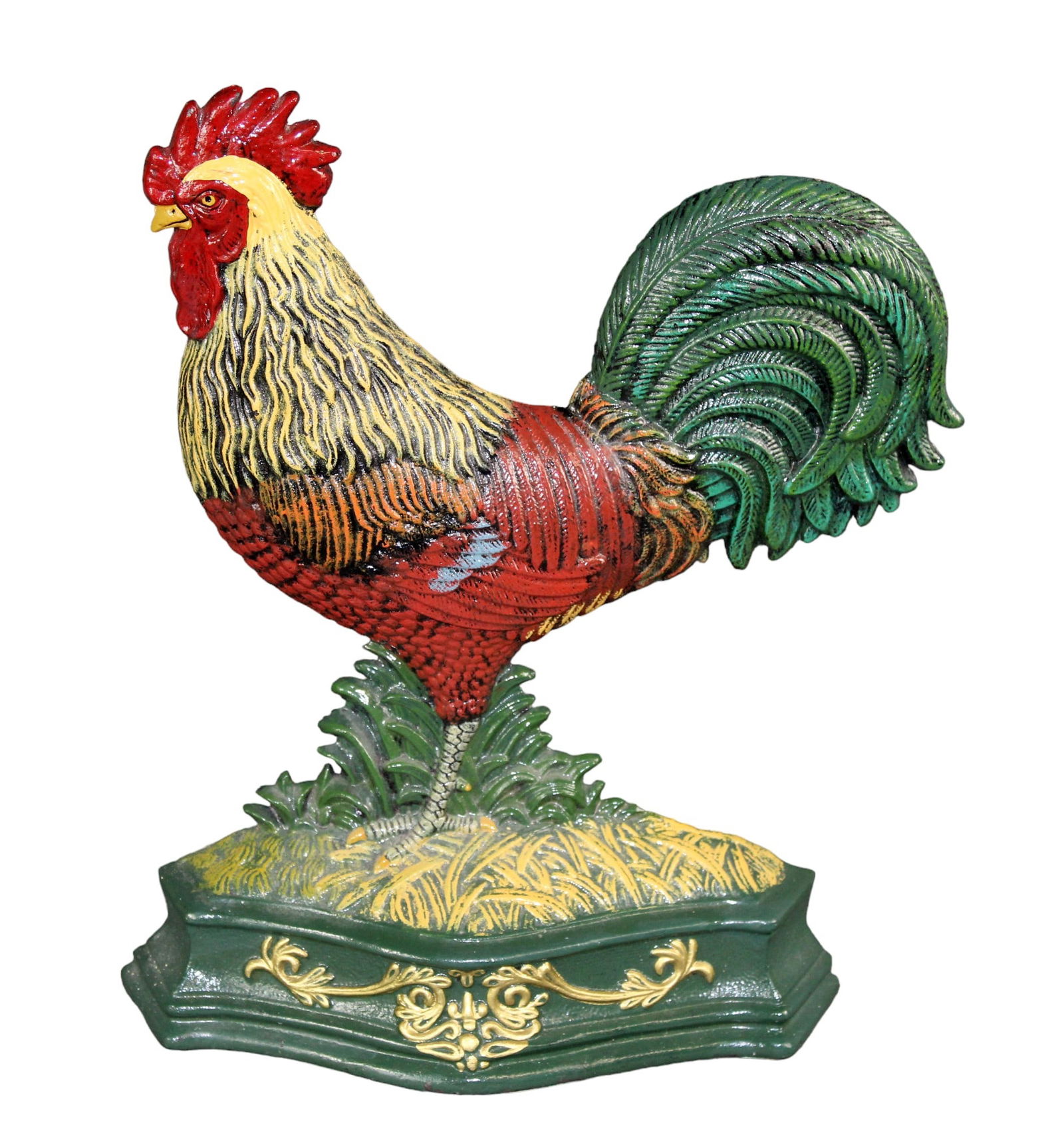 Painted cast iron rooster door stop (1 of 7)