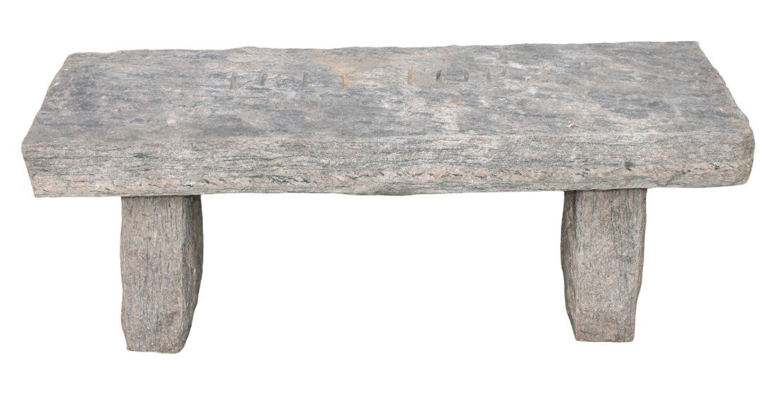Carved granite garden bench (1 of 6)