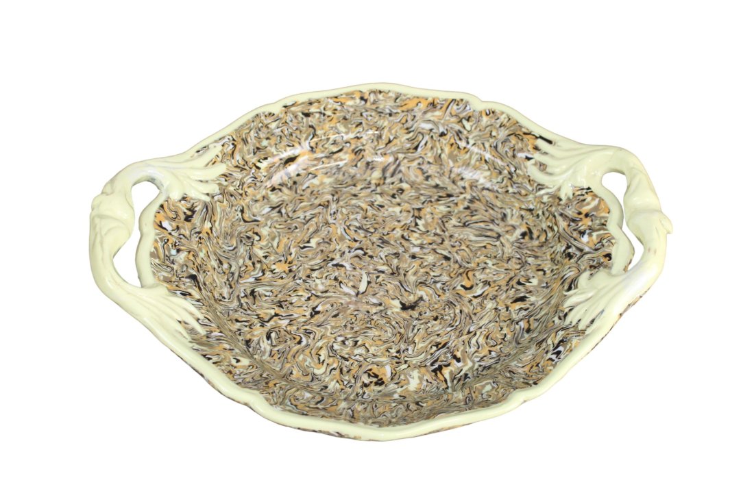 French Faience d'Apt (Aptware) round platter with handles (1 of 13)