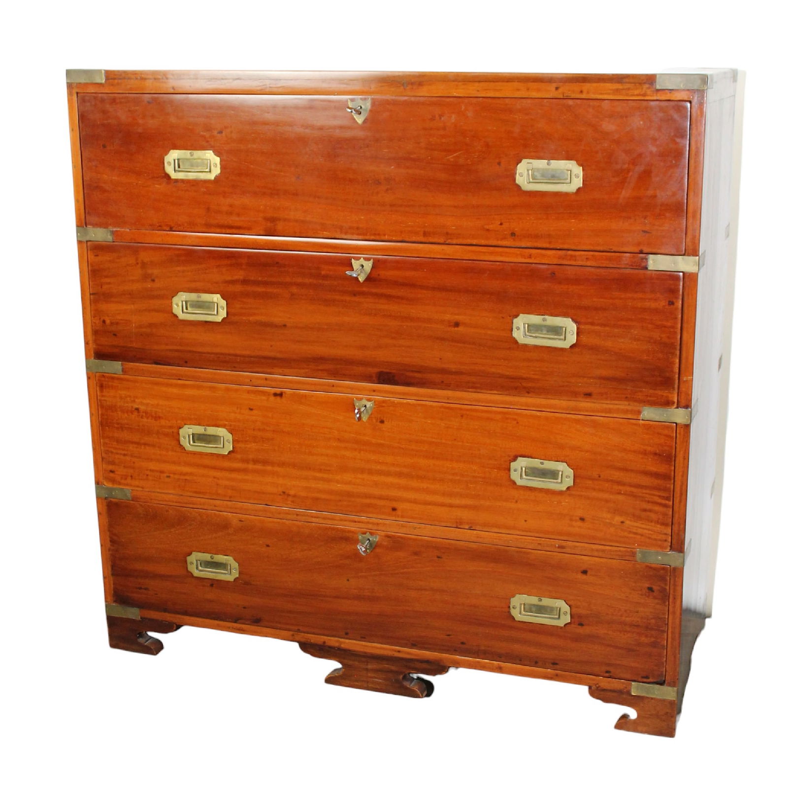 English 4 drawer campaign chest of drawers with secretary (1 of 9)