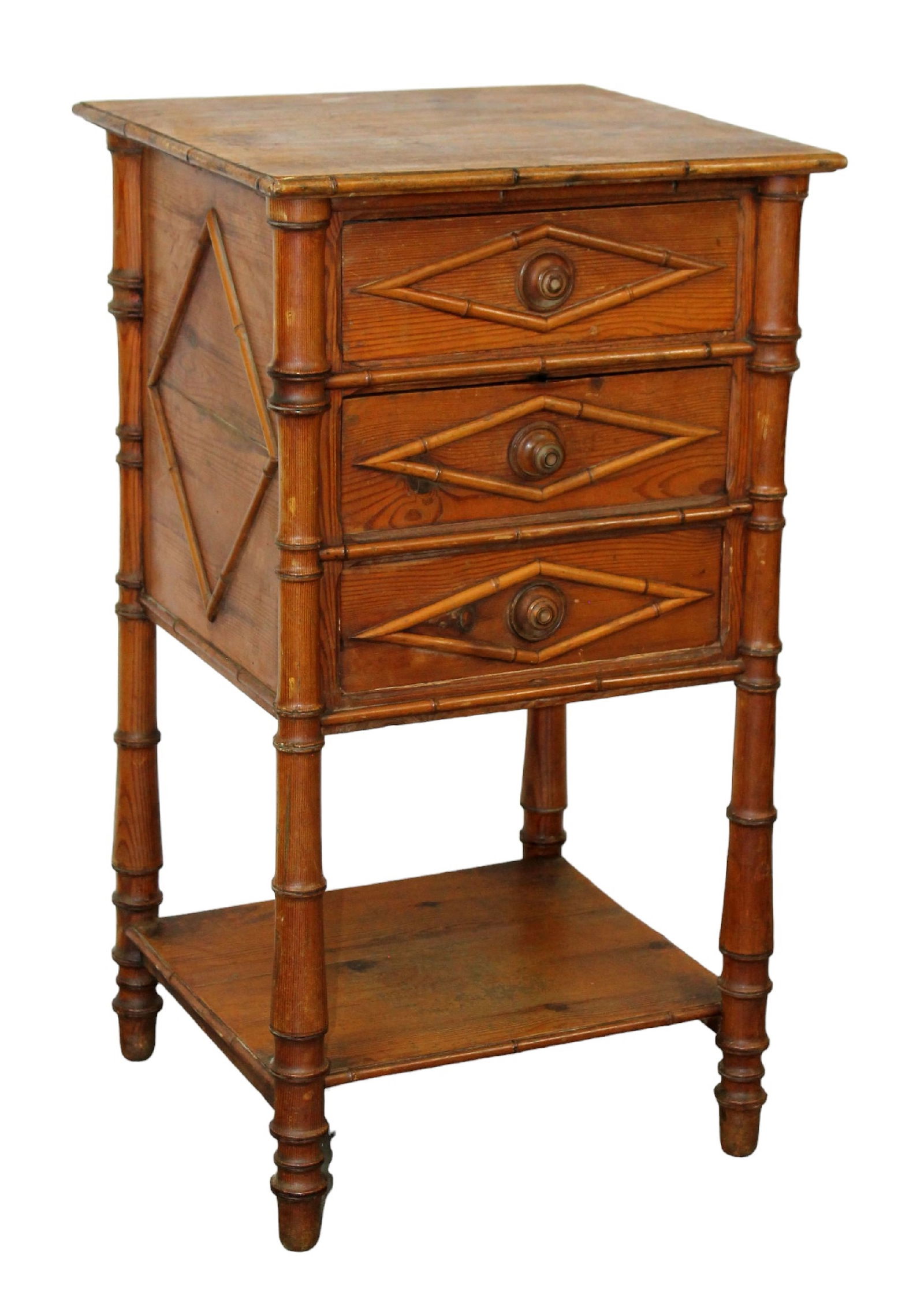 French faux bamboo night table in pine (1 of 10)