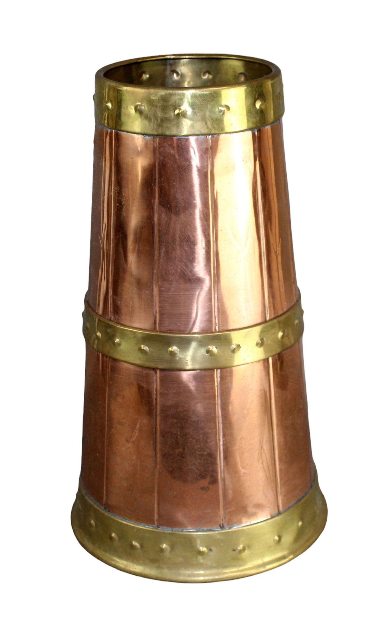French brass banded copper umbrella stand (1 of 8)
