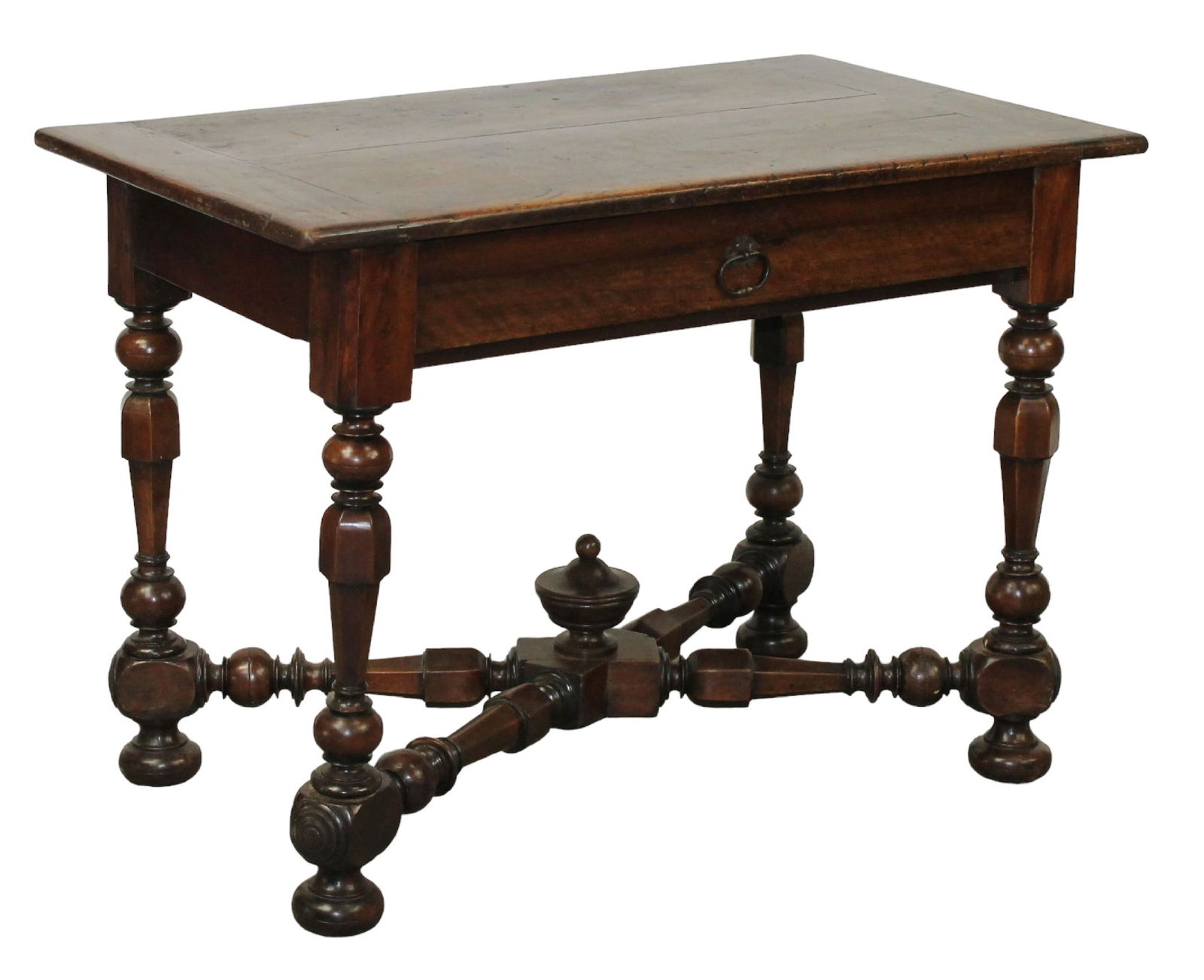 French 18th c Louis XIII side table desk with crossed stretcher (1 of 11)