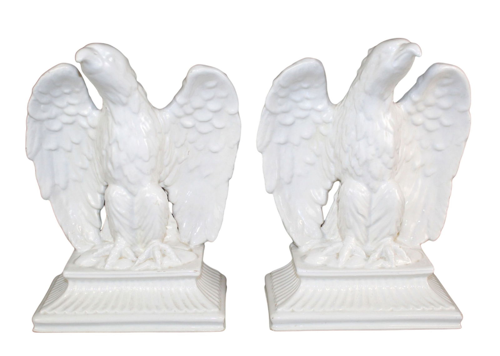 Pair of Italian white porcelain eagle bookends (1 of 6)