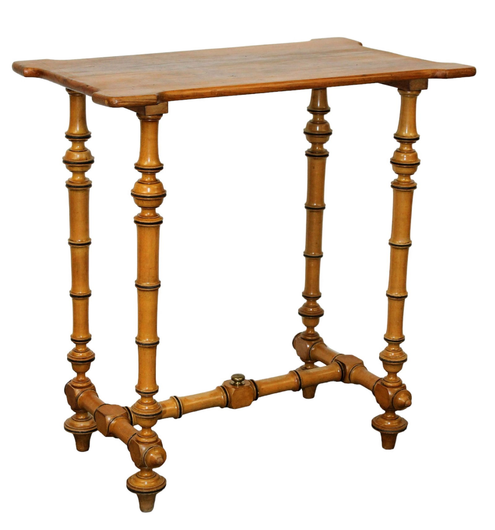 French faux bamboo side table with pine top (1 of 7)