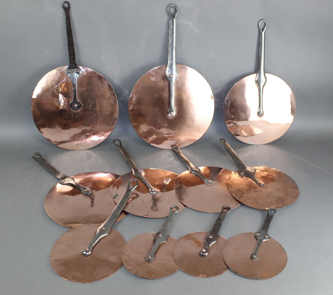 Lot of 11 French copper pot lids (1 of 8)
