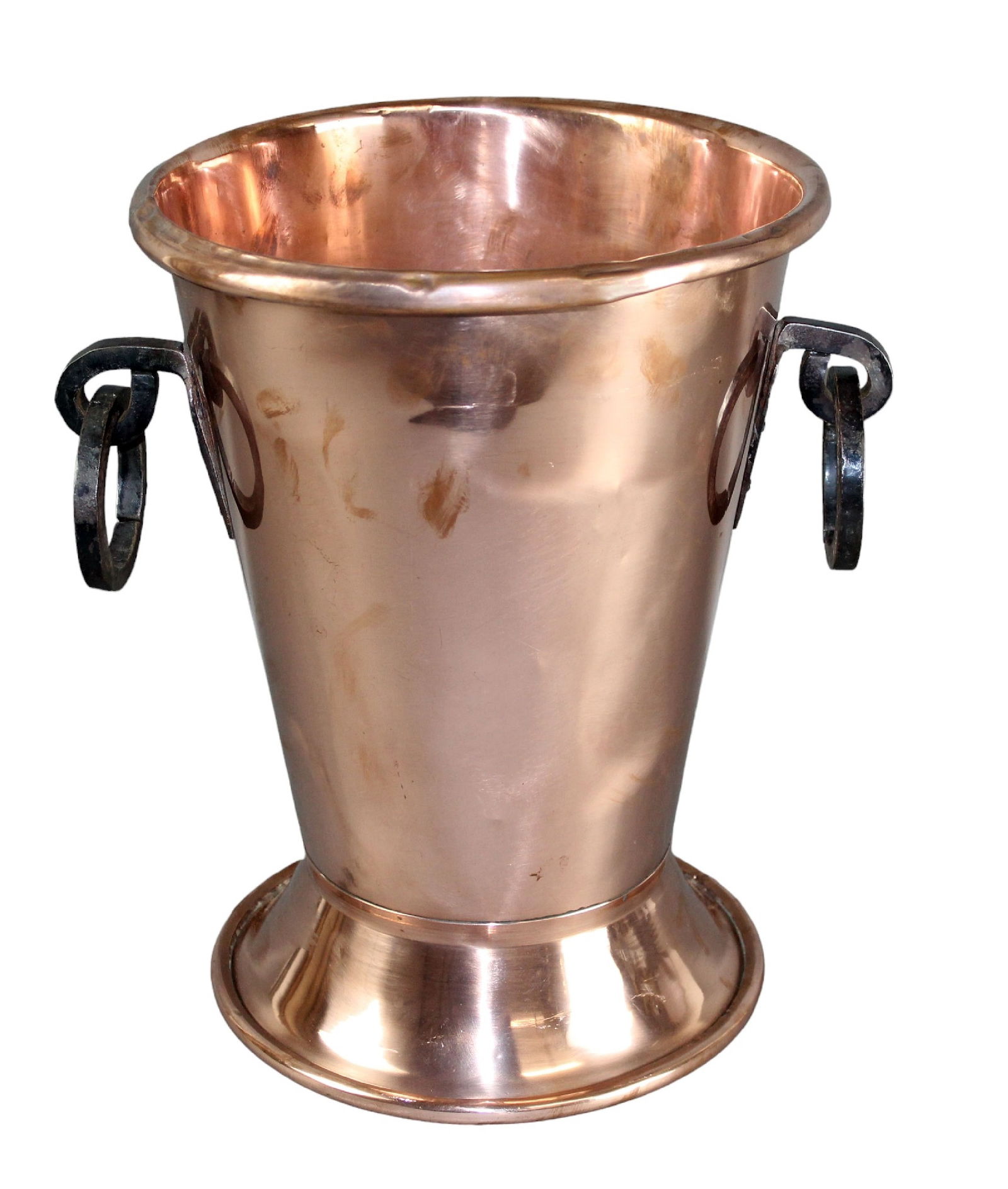 French copper champagne bucket with iron ring handles (1 of 8)