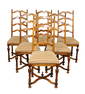 Set of 6 French ladder back chairs with hobnail edge