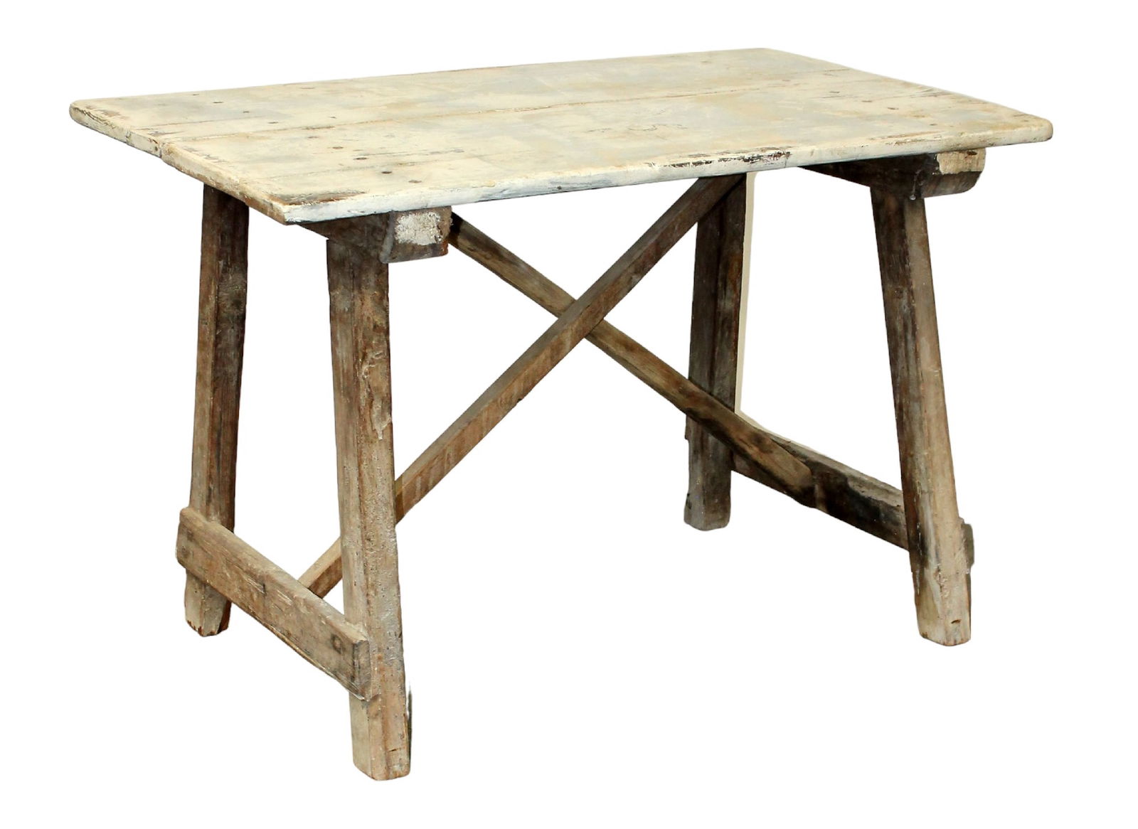 French plank top farmhouse work table in pine (1 of 8)