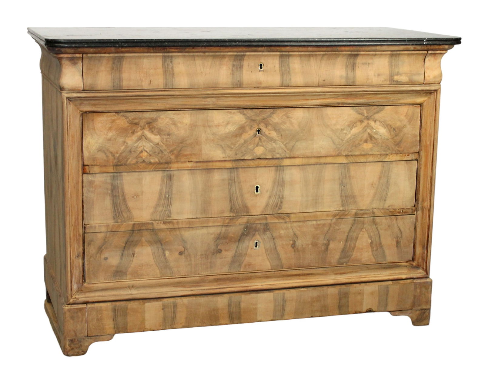 French Louis Philippe burled walnut commode with marble top (1 of 15)