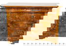 French Louis Philippe 4 drawer commode in burled walnut