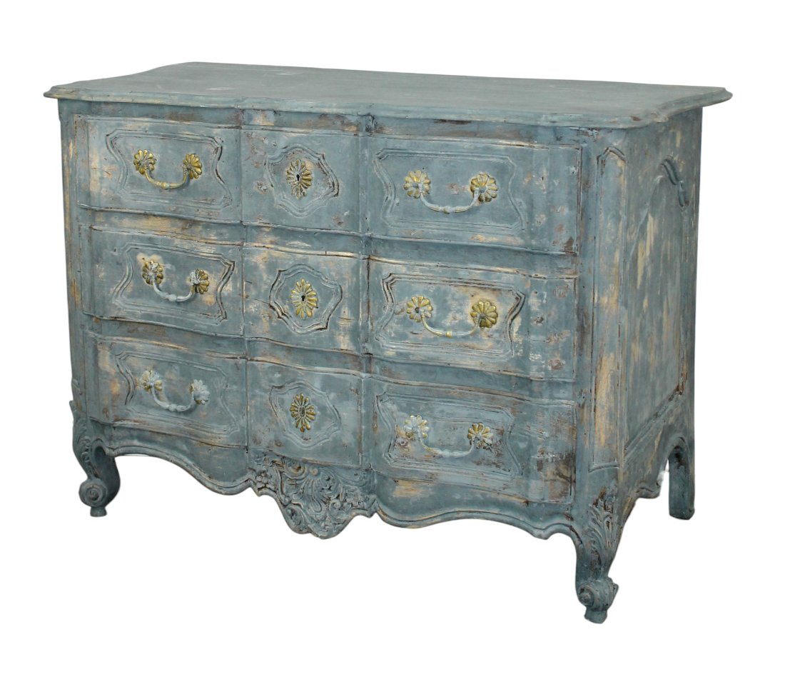 French 18th century commode arbalette in walnut with painted finish (1 of 12)