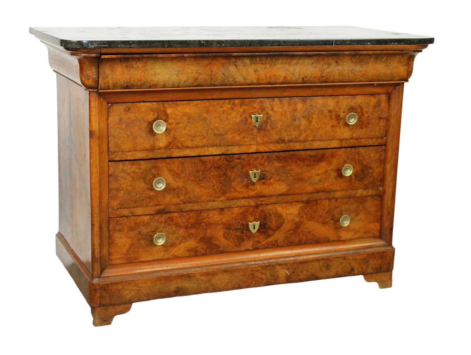 French Louis XVI style 3 drawer commode with marble top. (1 of 14)