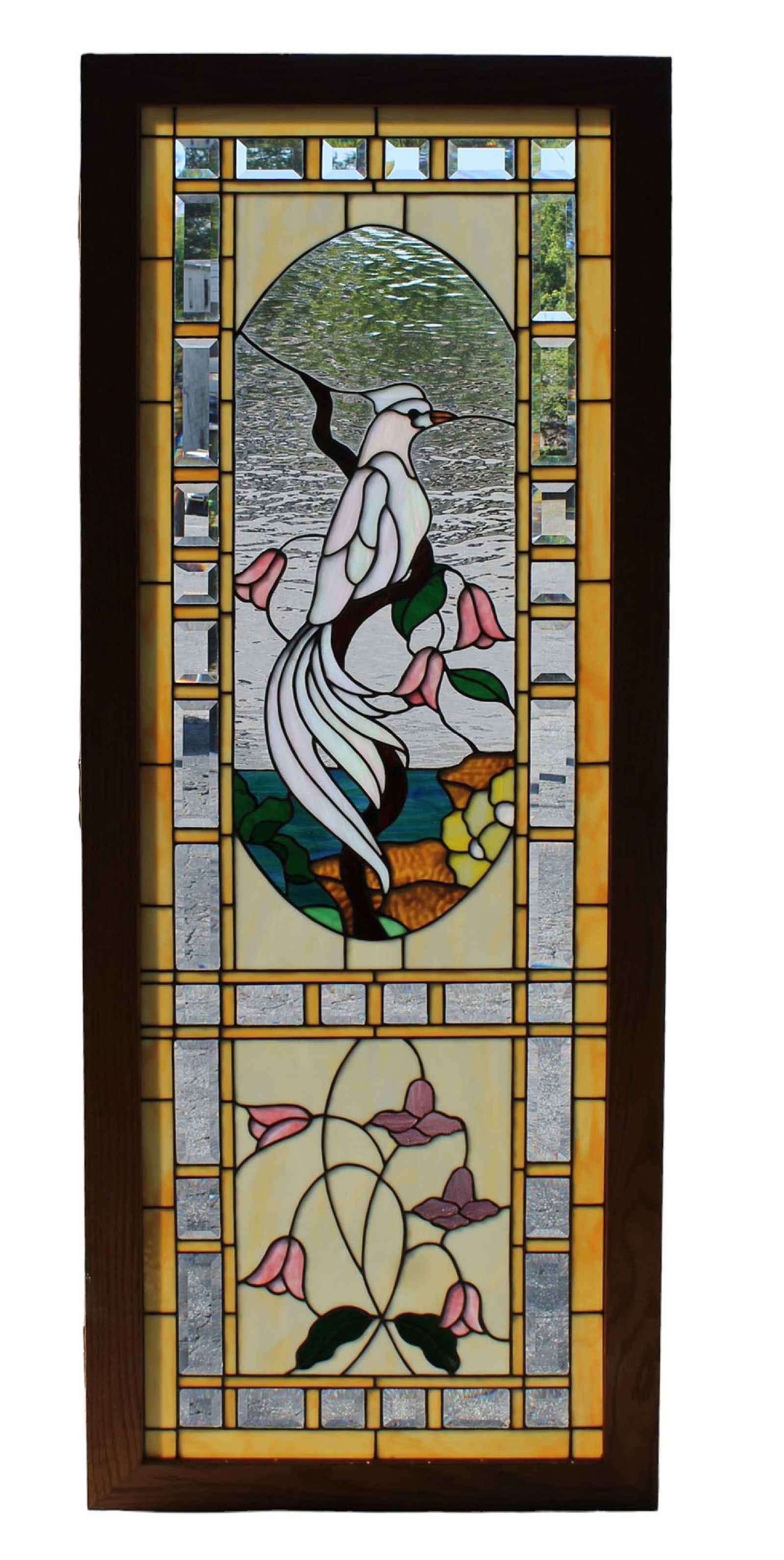 Stained & leaded glass door panel with bird (1 of 10)