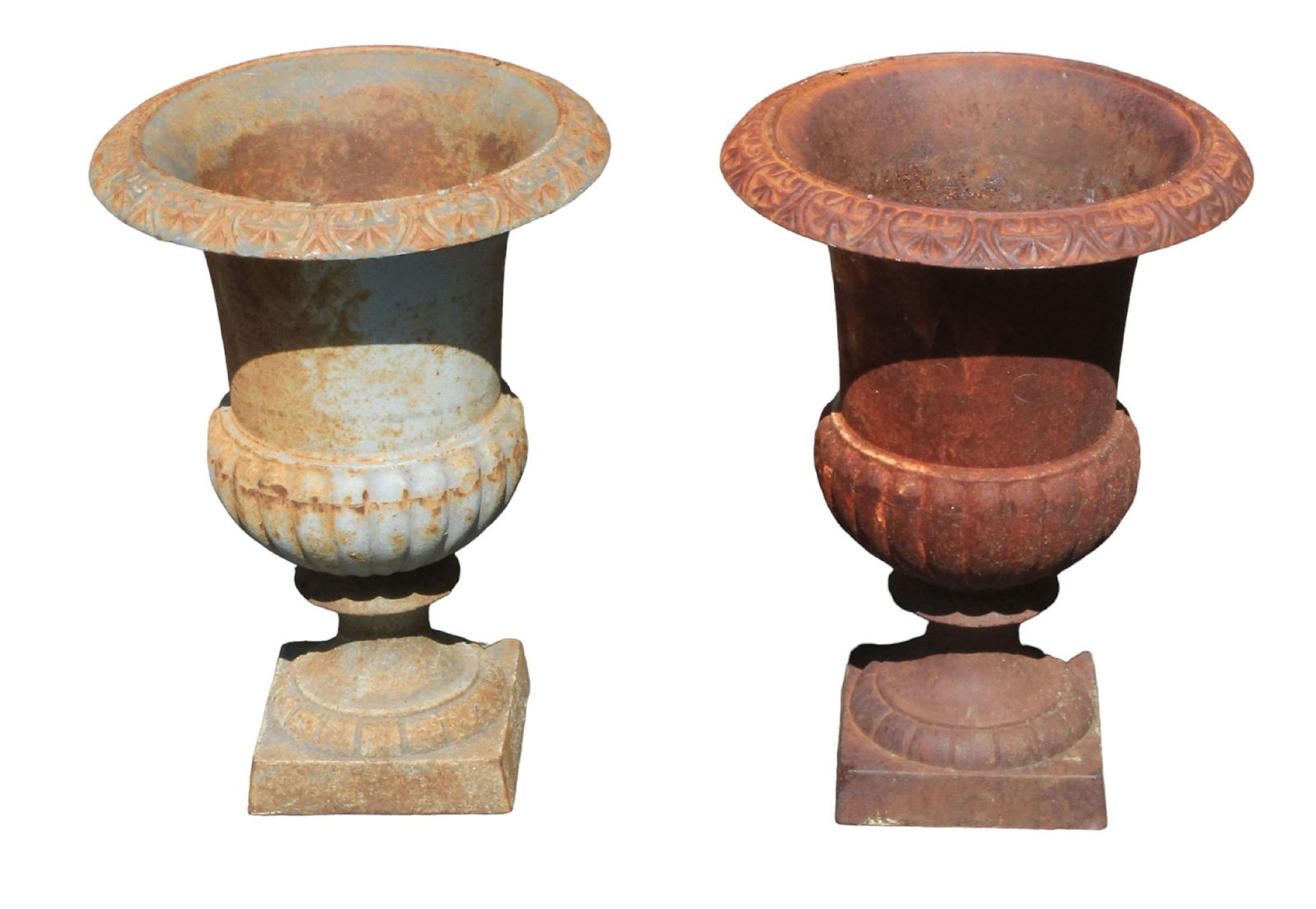 Pair of cast iron classical form urns (1 of 6)
