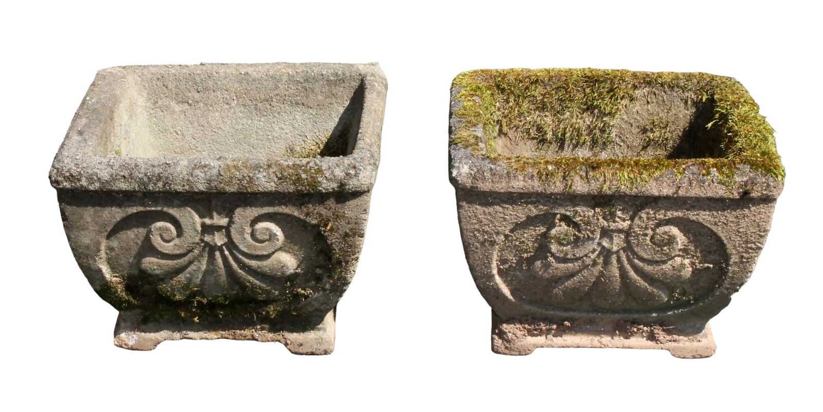 Pair of square cast concrete planters (1 of 6)