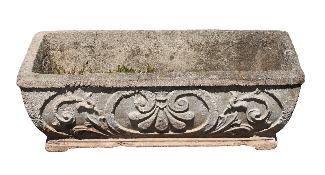 Cast stone trough planter (1 of 8)