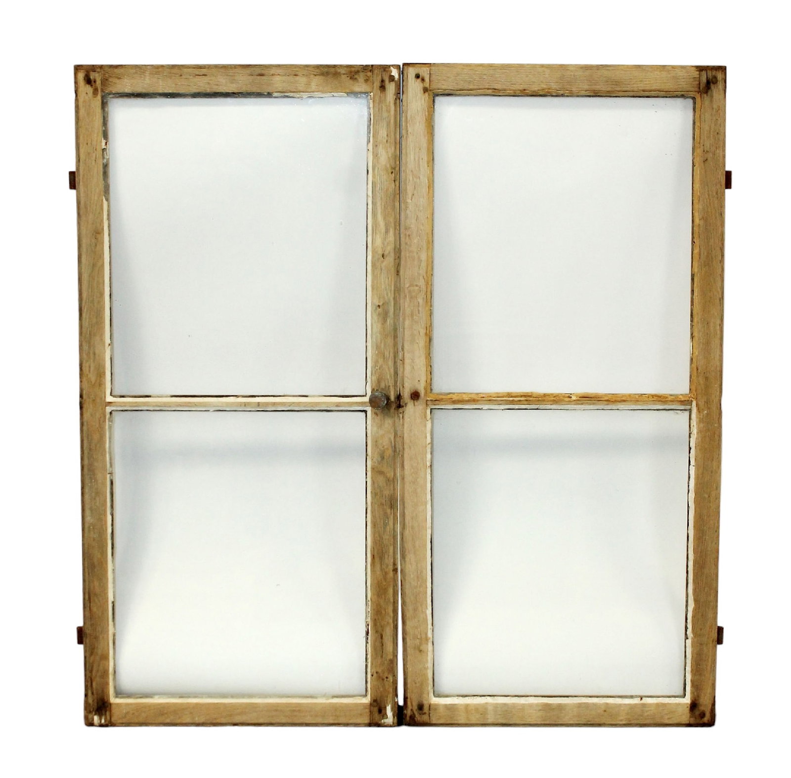 Pair of French oak & glass windows: Pair of French oak & glass windows. Late 19th century. 38 5/8"h x 18 7/8"w