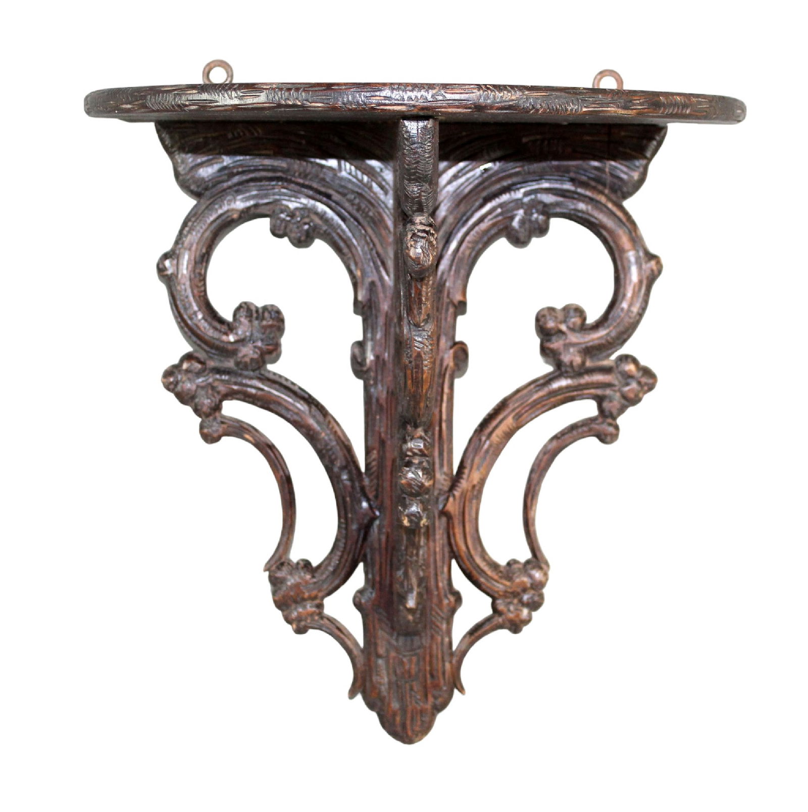 Black Forest naturalistic carved wall shelf (1 of 8)