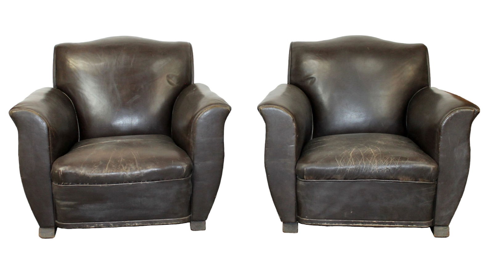 Pair French Art Deco leather club chairs (1 of 6)