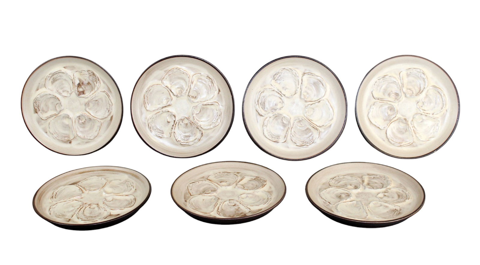 Lot of 7 French cream oyster plates (1 of 9)