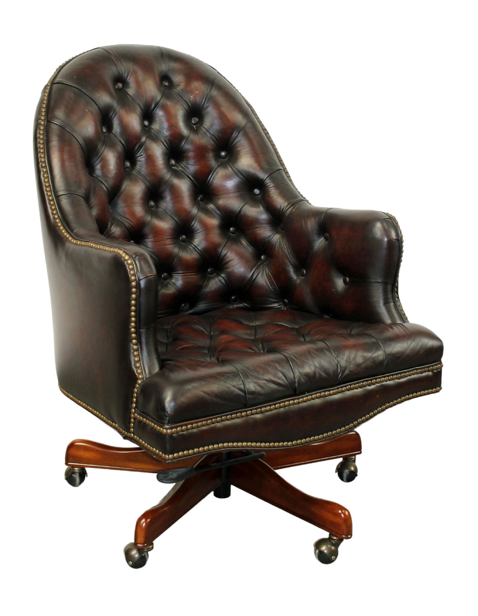 Seven Seas by Hooker hickory leather tufted desk chair (1 of 11)
