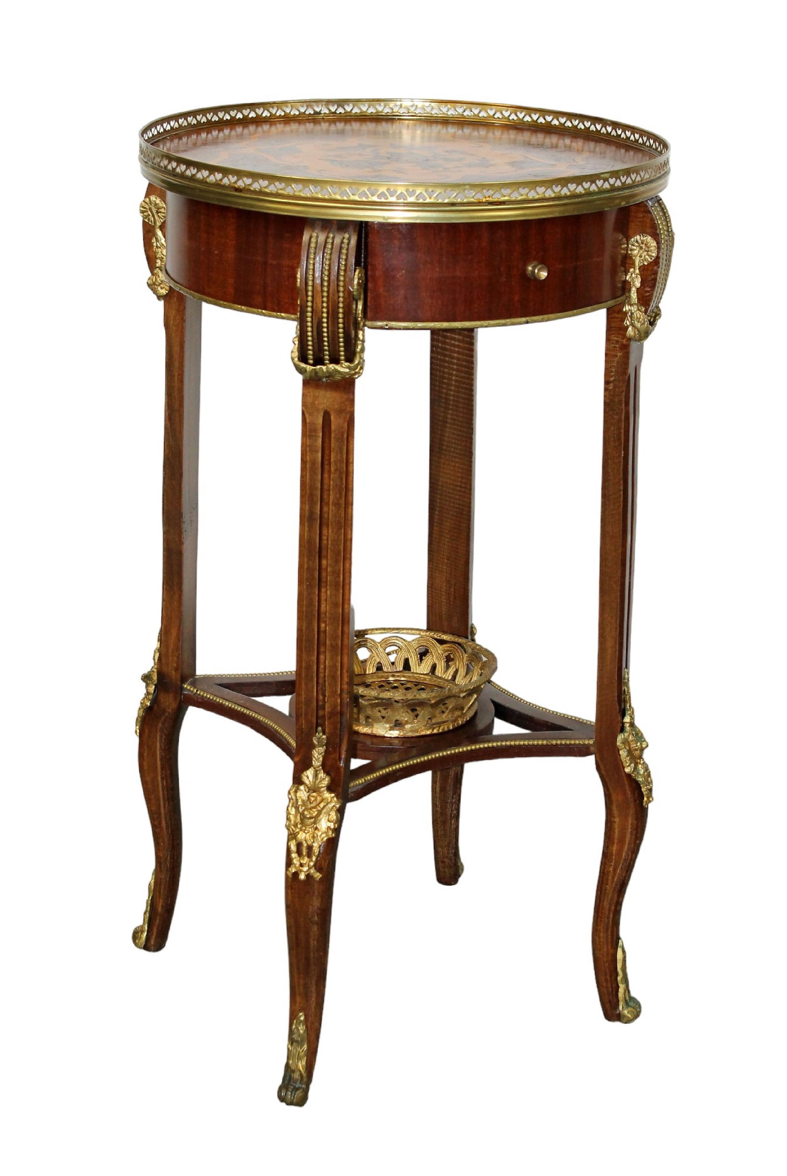Italian marquetry inlaid round side table (1 of 10)