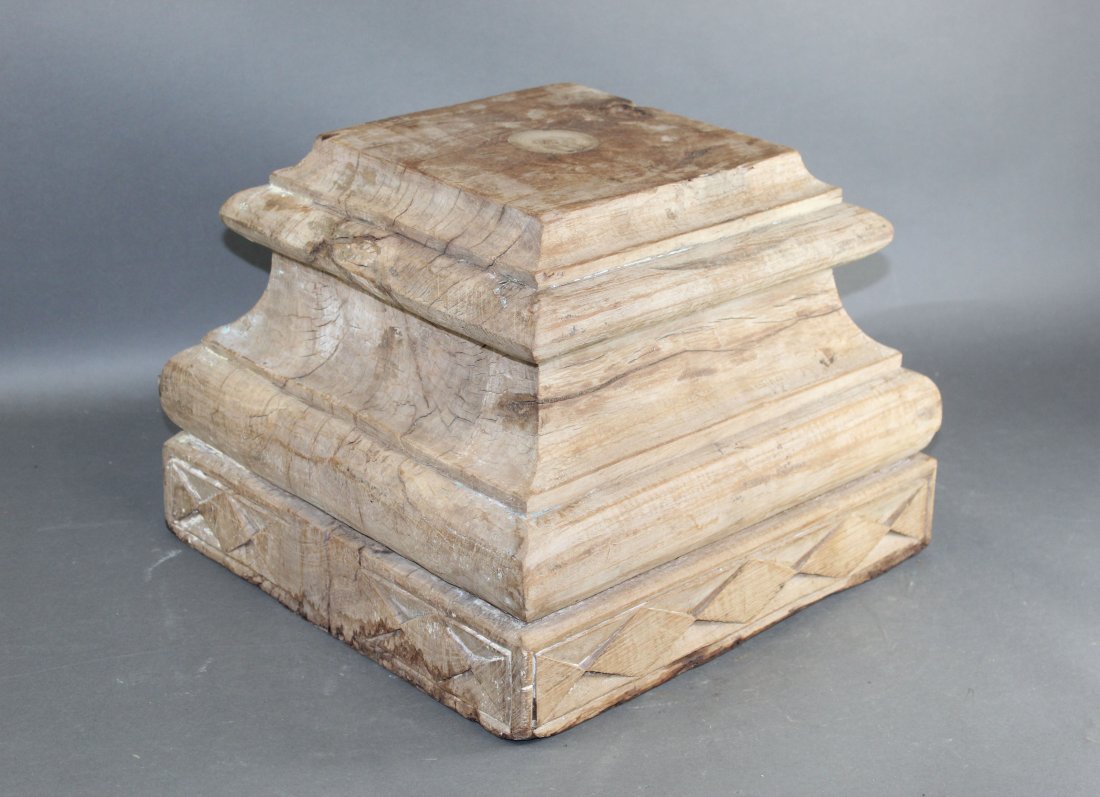 Antique teak plinth: Antique teak plinth. 12"h x 15 1/2"w x 15 1/4"d. Weight: 64lbs.