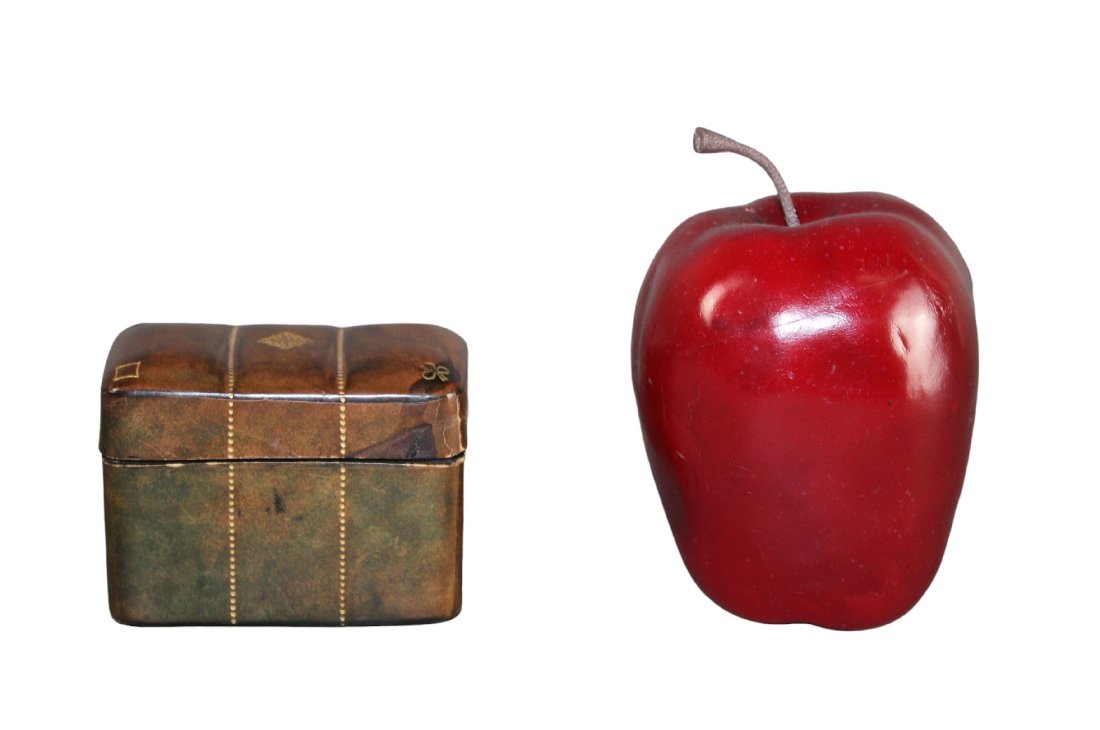 Vintage Italian tooled leather diminutive box with 3 decks of Masenghini Bergamo poker cards (1 of 11)