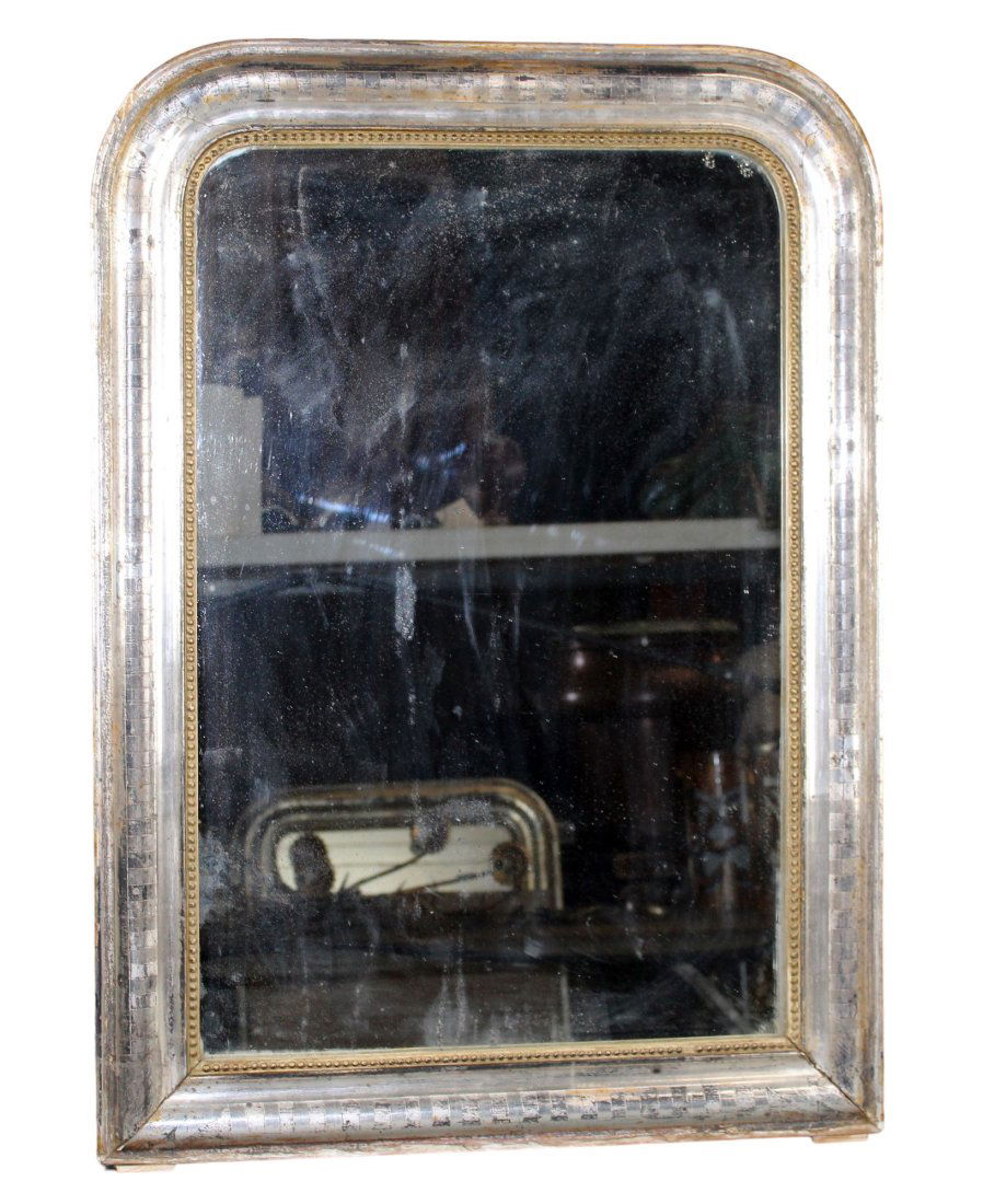 French Louis Philippe silver leaf mirror with etched design (1 of 9)