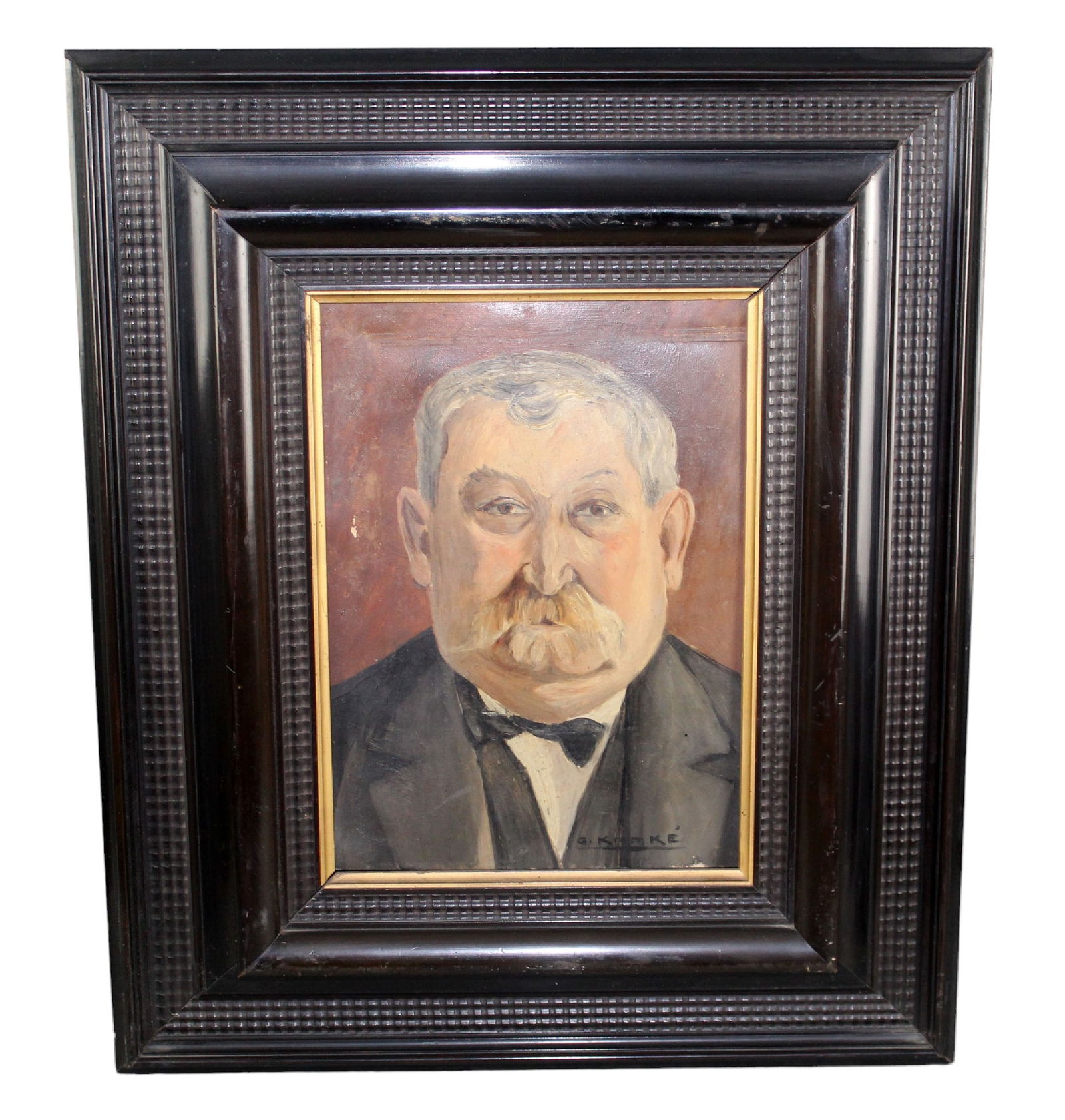 Georges Kamke (French 1889 - ?) oil on board painting of portrait of a man (1 of 9)