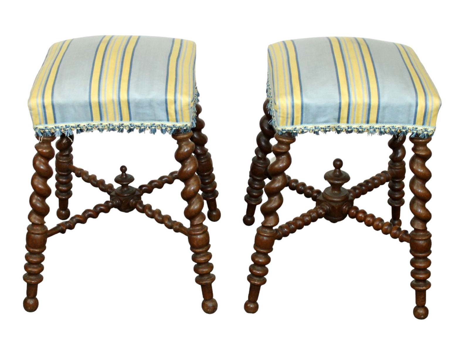 Pair of French barley twist stools with urn finial (1 of 8)
