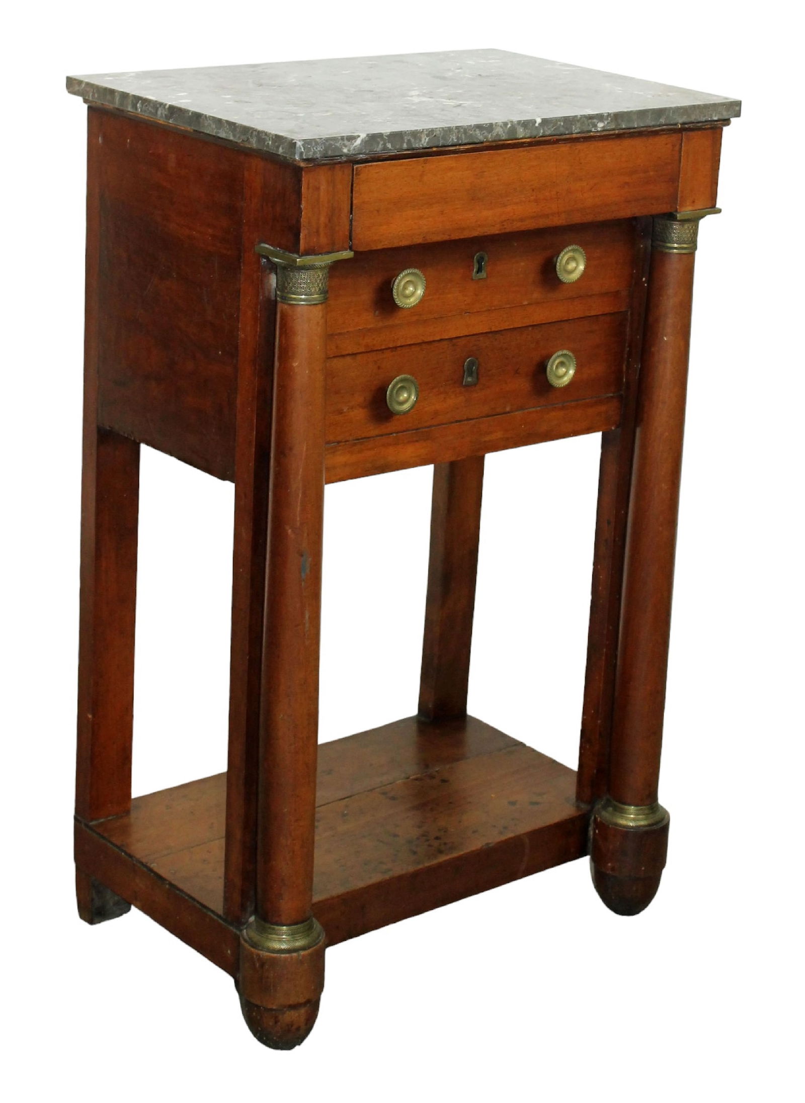 French Empire marble top chevet in walnut (1 of 9)