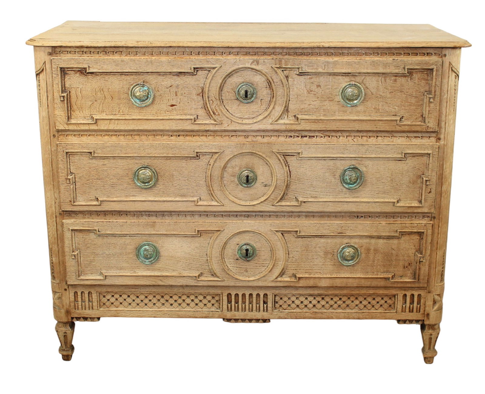 French Louis XVI bleached oak 3 drawer commode (1 of 11)
