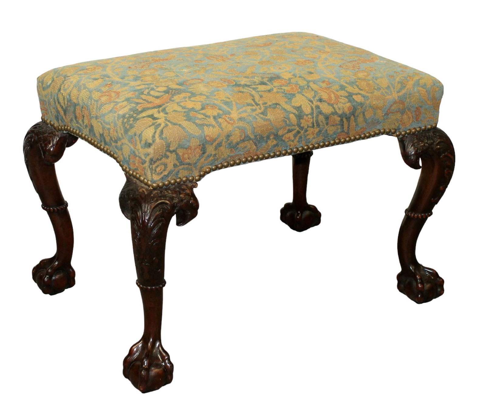 Chippendale style carved mahogany stool with eagle heads (1 of 9)