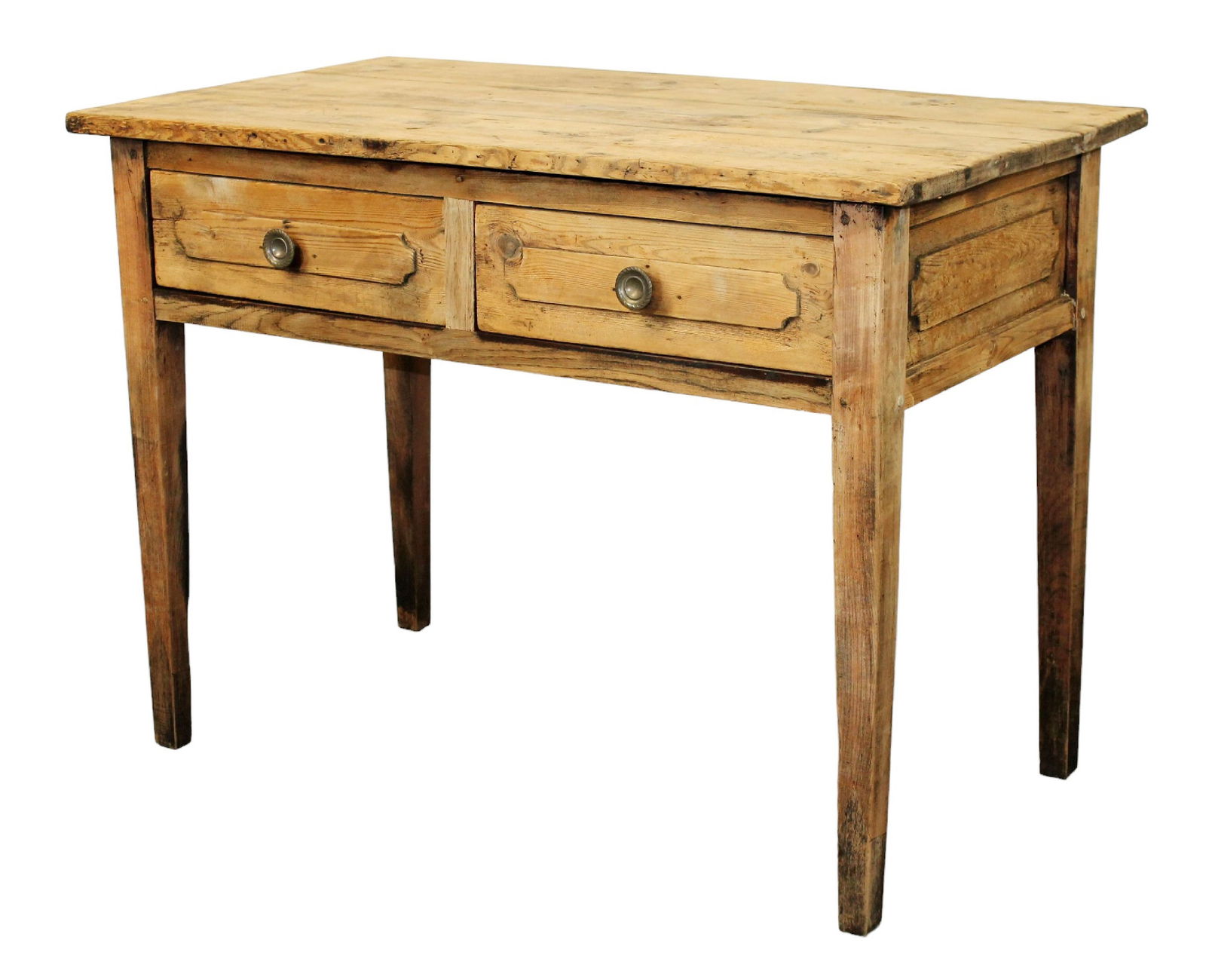 French farmhouse console table or desk in bleached pine (1 of 11)