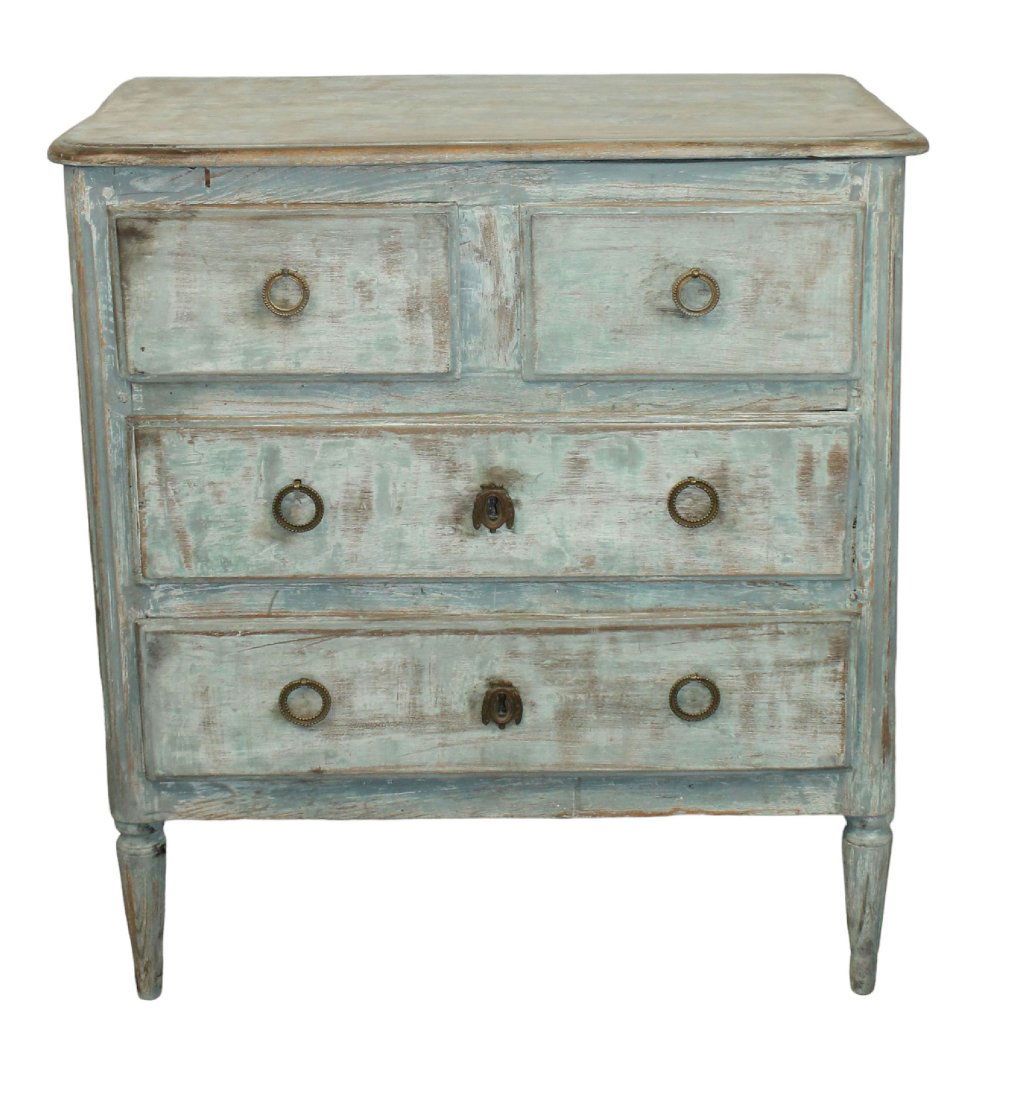 French Louis XVI petite 2 over 2 commode on legs in painted finish (1 of 10)
