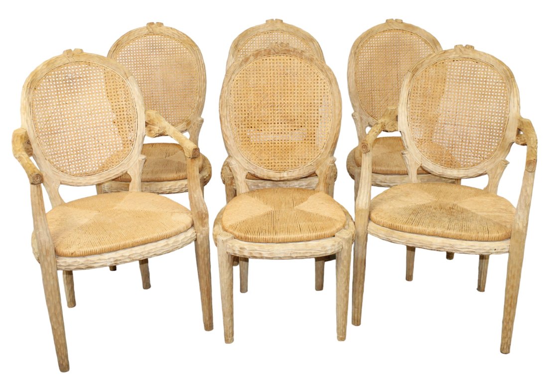 Set of 6 French Louis XVI faux bois chairs in bleached walnut (1 of 9)