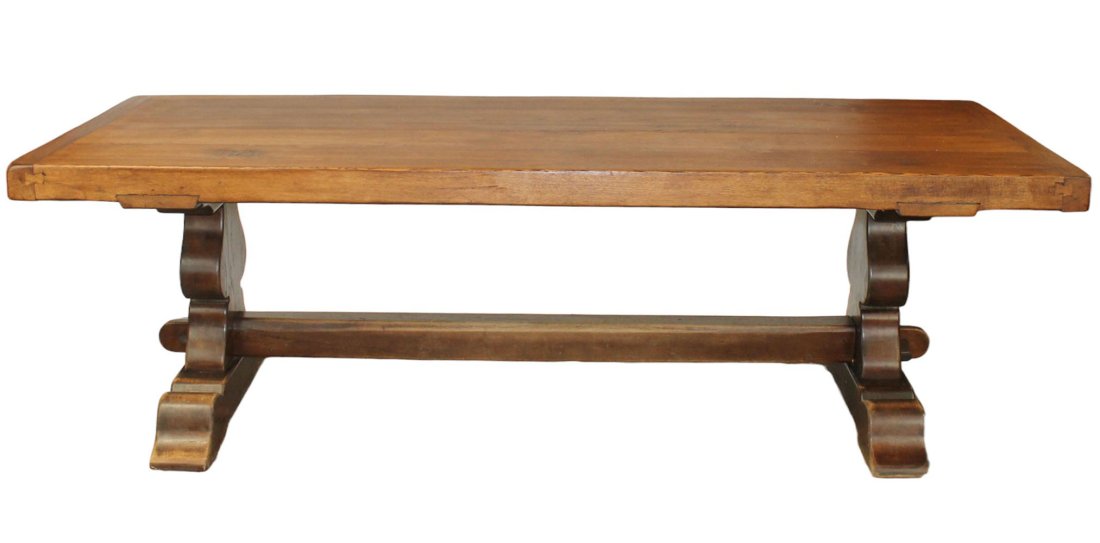 French farmhouse trestle table in oak (1 of 9)