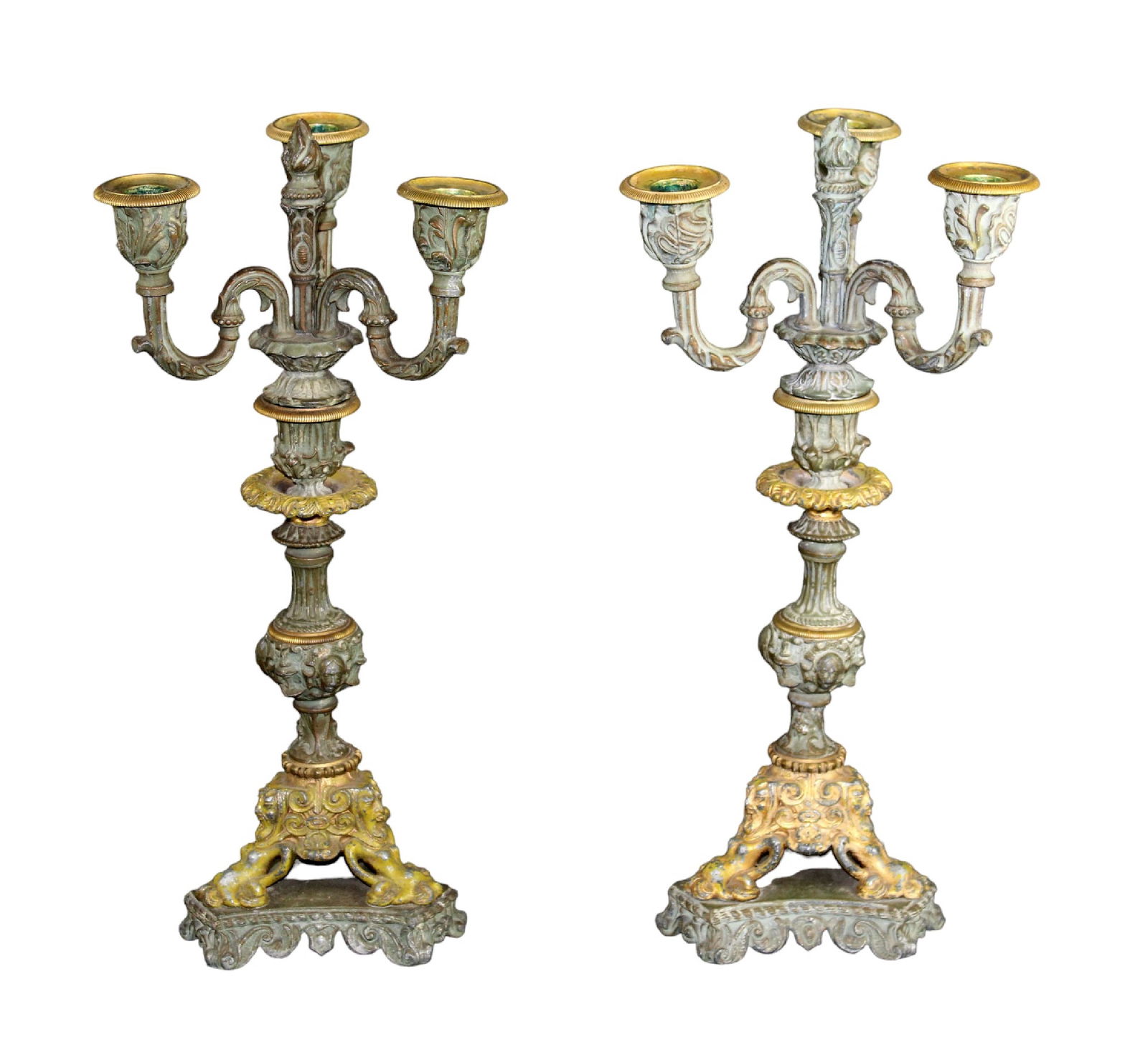 Pair of French bronze and iron candelabra (1 of 8)