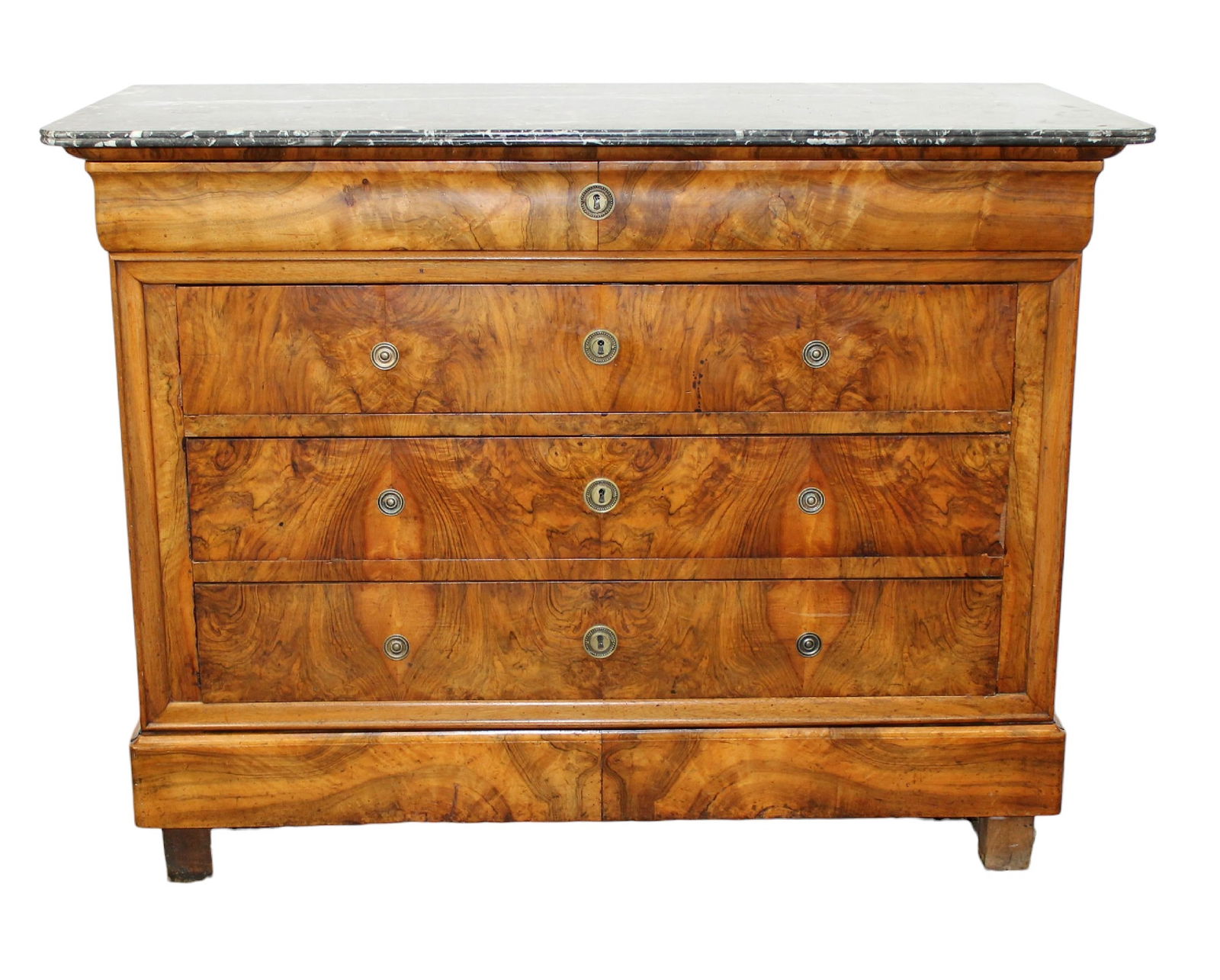 French Louis Philippe commode in burled walnut with marble top (1 of 10)