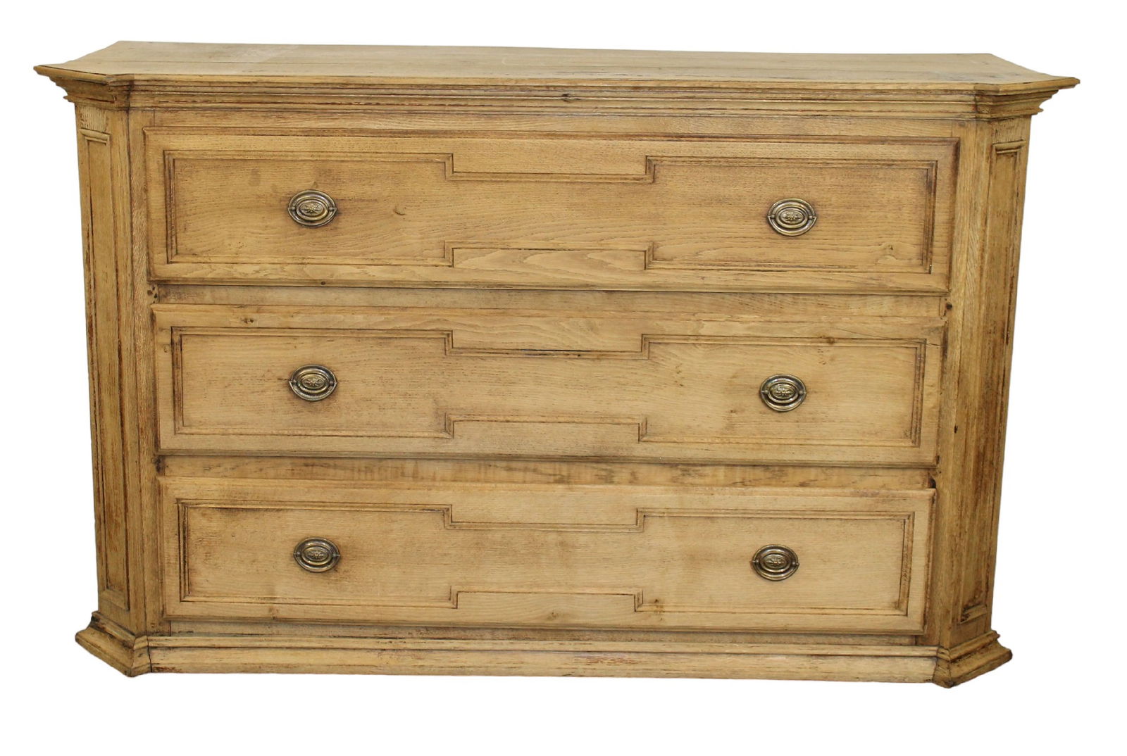 French Louis XVI style 3 drawer commode in bleached oak (1 of 8)