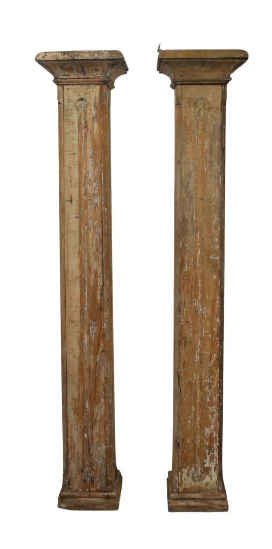 Pair of 19th c weathered pine columns (1 of 9)