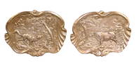 Companion pair of J.C. Valles bronze relief hunt motif plaques