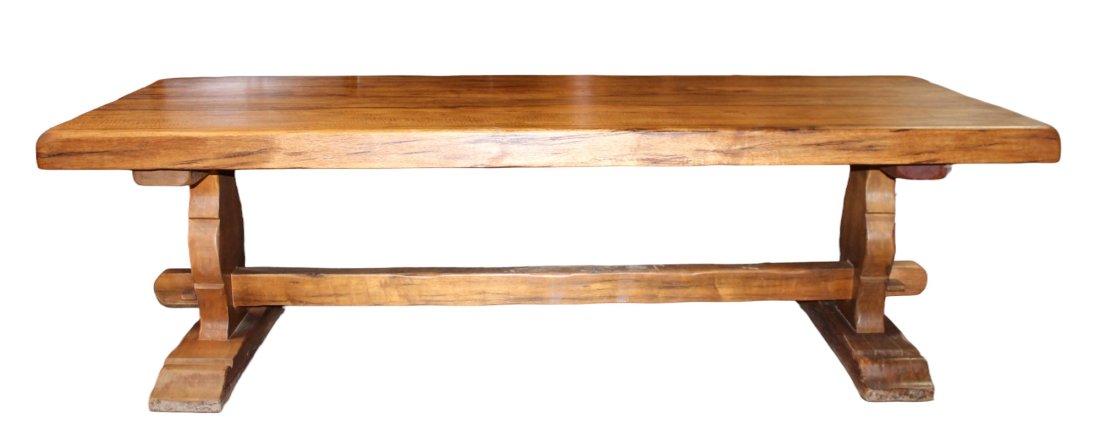 French farmhouse trestle table in walnut (1 of 3)