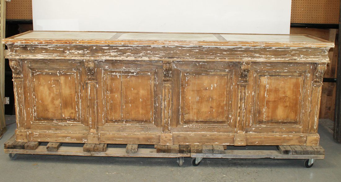 French pastry shop counter in pine with marble inset top (1 of 11)